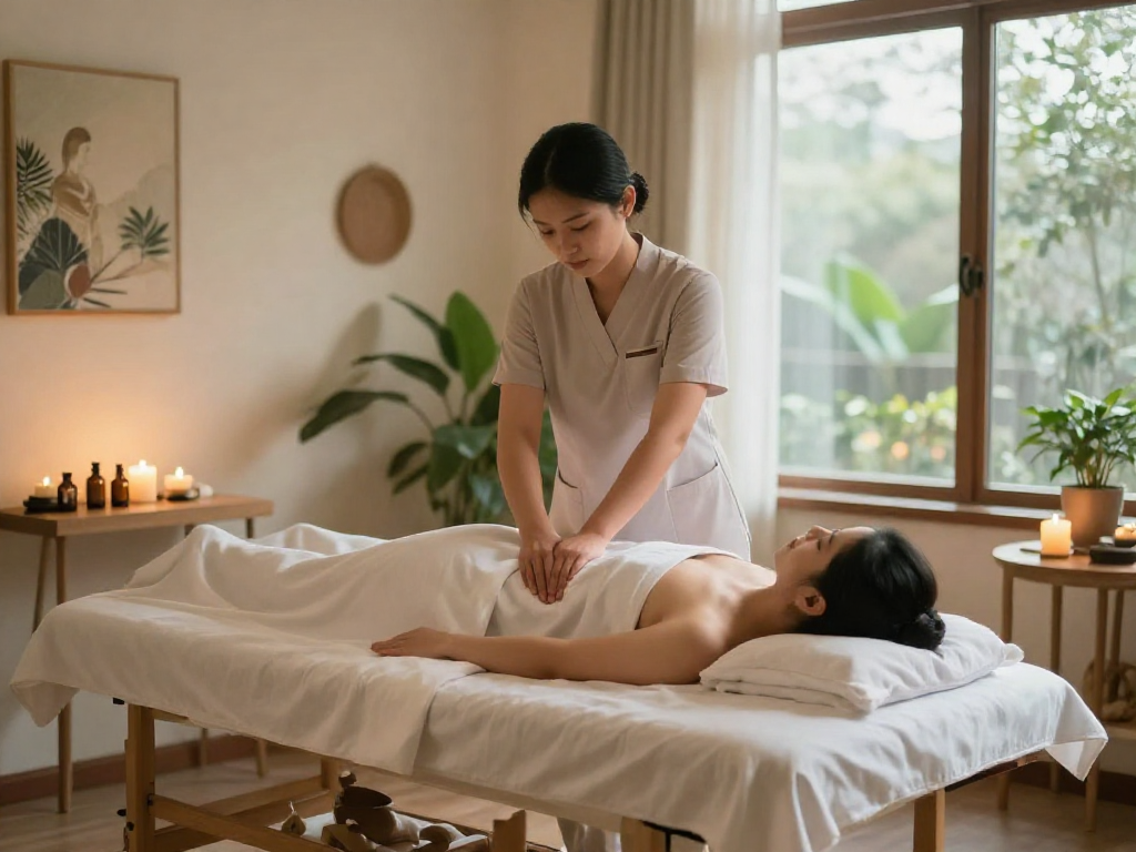 Relaxing massage therapy session focusing on 금천구출장안마 in a calming studio atmosphere.