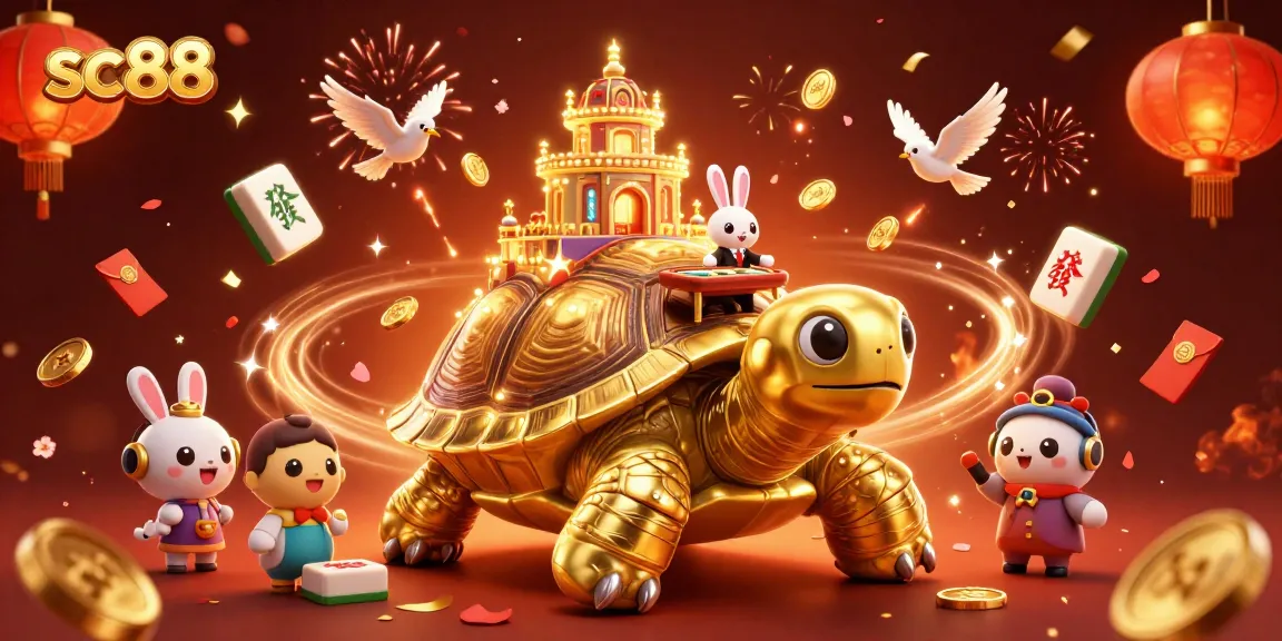 Join the action at sc88 with a lively 3D gaming scene featuring a golden tortoise casino.