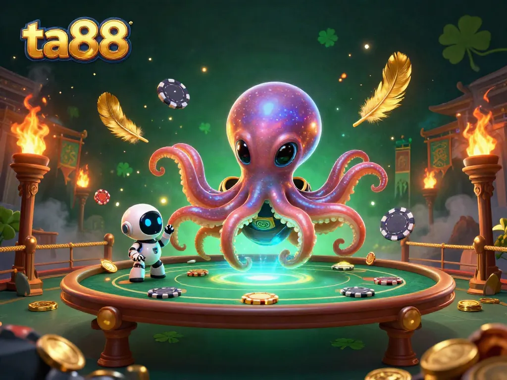 Experience the thrilling action of ta88 with alien characters at an intergalactic poker table surrounded by cosmic elements.