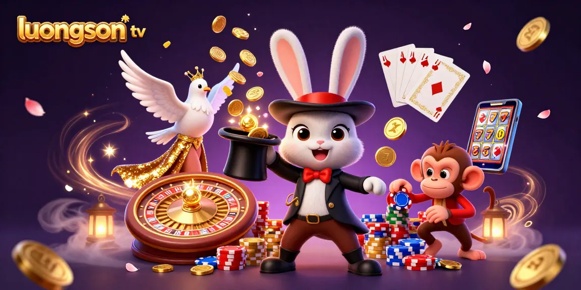 Experience thrilling live betting at luongson tv with captivating illustrations of magical casino elements.