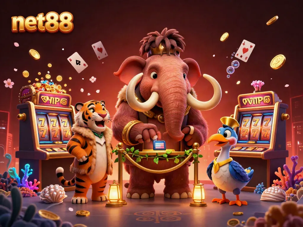 Experience the net88 casino vibe with vibrant characters and captivating game elements in a dynamic scene.