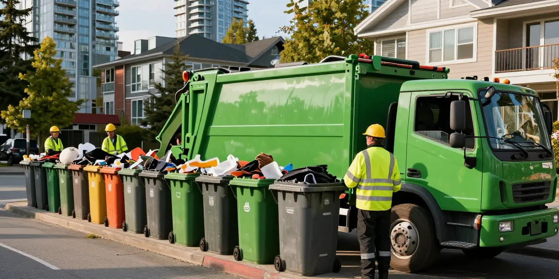 Vancouver Bin Rentals service operating with efficient waste collection bin truck in an urban area.