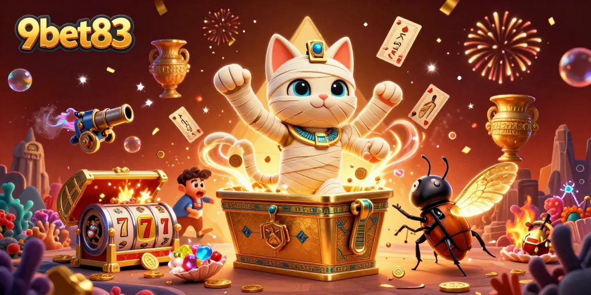 Experience thrilling gameplay at 9bet83 with a vibrant casino scene featuring exciting Egyptian-themed characters.