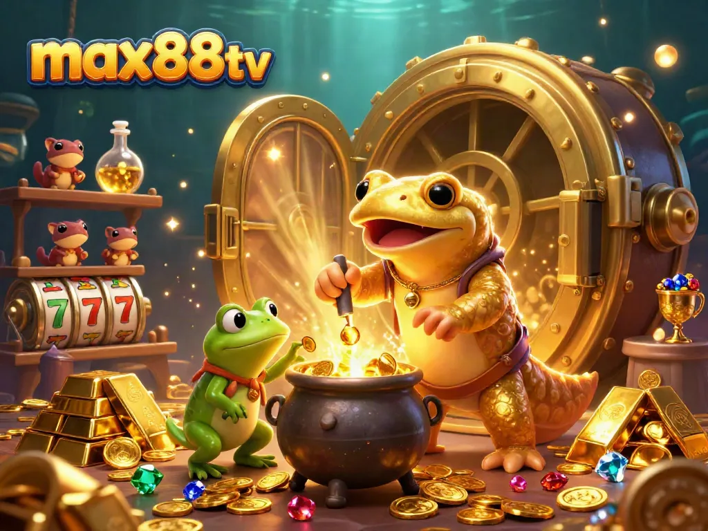 Experience winning spins at max88tv with vibrant slot reels and gold treasures in an enchanting 3D casino world.