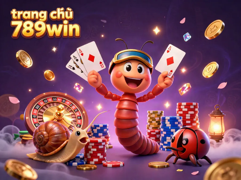 Experience the excitement of gambling at trang chủ 789win with a colorful 3D casino scene featuring animated characters and game elements.