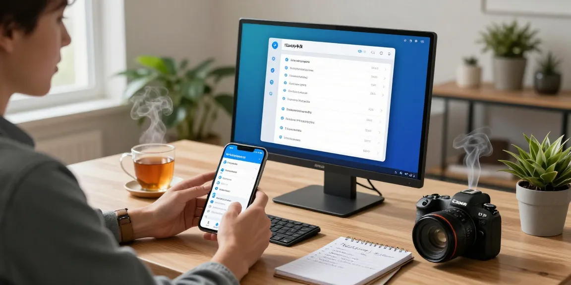 Switching to Telegram Chinese in a modern home office setup, featuring desktop and mobile devices showing language settings.