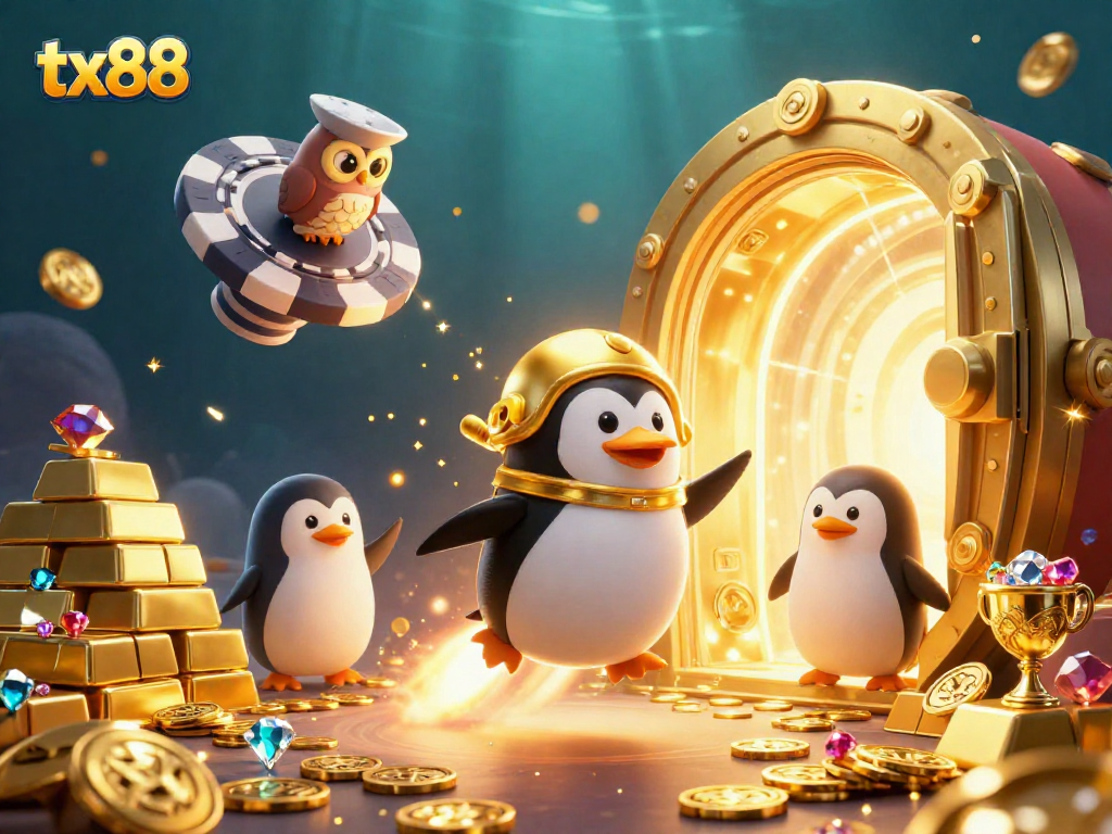 Experience exciting betting adventures with tx88 while the golden penguin races to a vibrant casino.