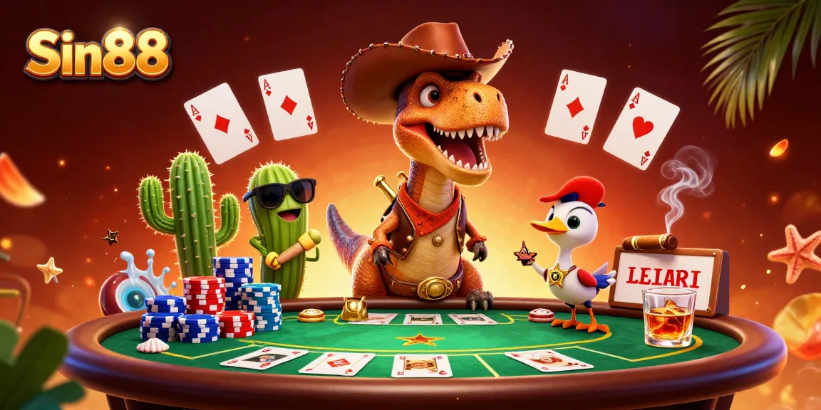 Experience thrilling poker action with Sin88's engaging characters and vibrant chip stacks.