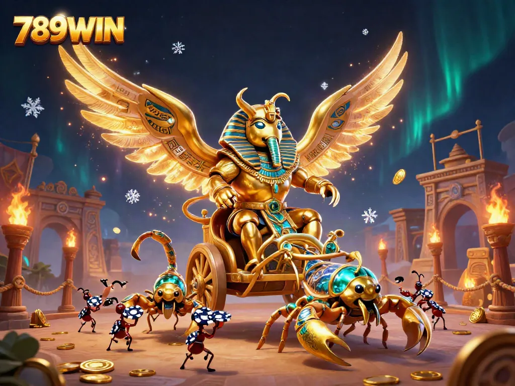 Experience the excitement of 789WIN with dynamic casino elements in a vibrant 3D scene.
