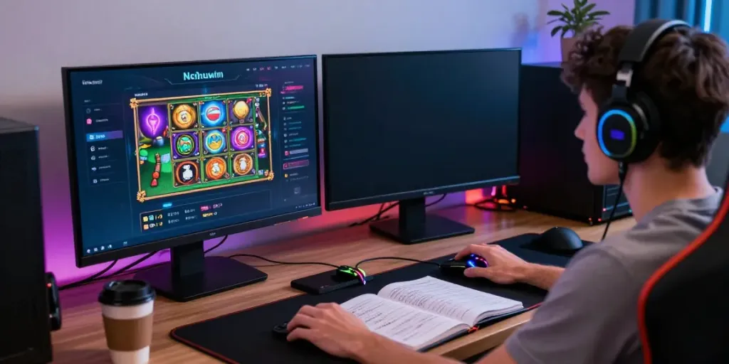 Player immersed in the Nohuwin game portal, showcasing an engaging online gaming atmosphere.