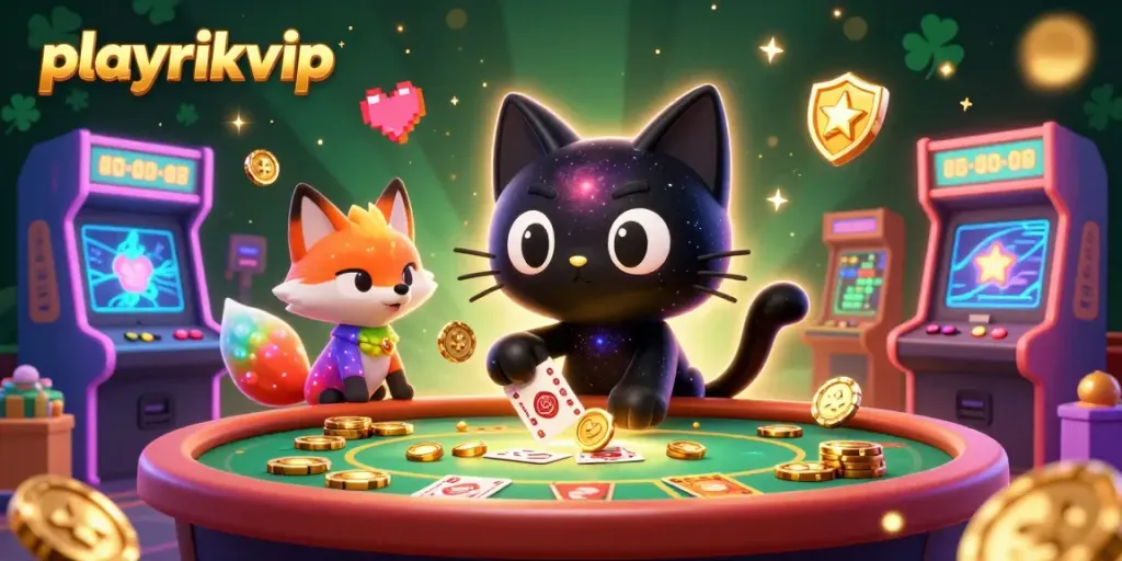 Experience the excitement of playrikvip with captivating gaming elements in a cosmic casino scene.