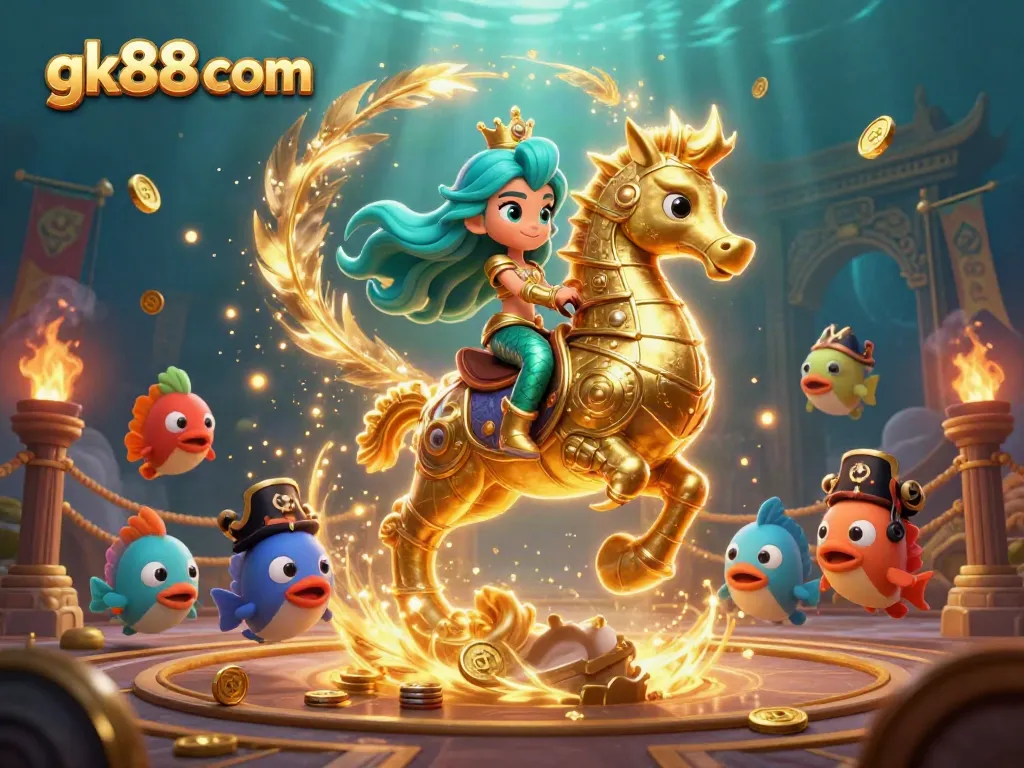 Experience dazzling gameplay with gk88 com in a vibrant underwater casino scene featuring mythical characters.