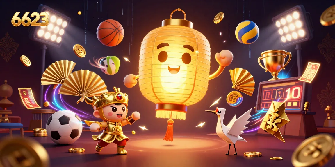Engage with 6623's vibrant casino experience featuring a golden lantern spirit and dynamic sports elements.