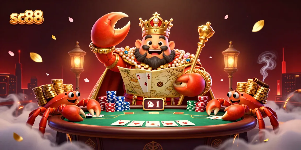 Engage in thrilling poker action at SC88 with a golden crab emperor and hermit crab servants.