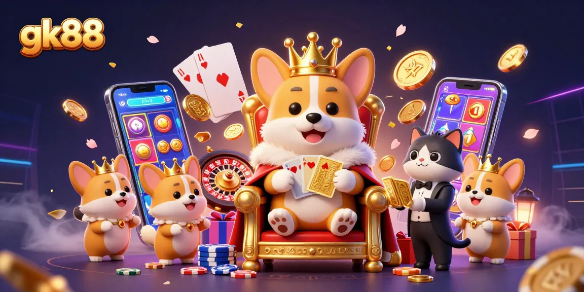 Experience gk88 with a vibrant 3D casino scene, featuring engaging characters and thrilling game elements.