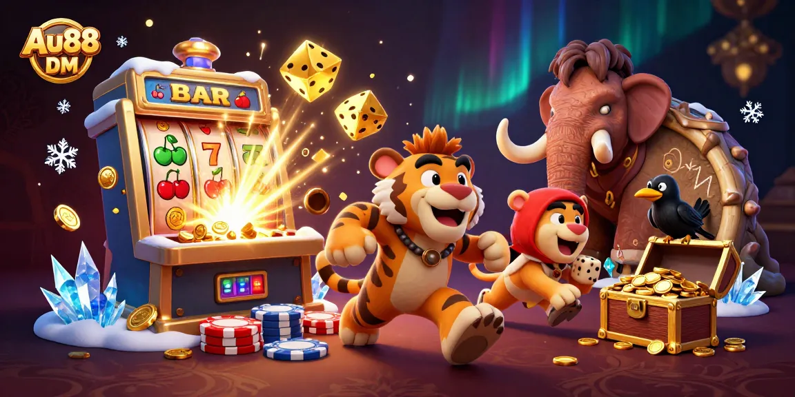 Experience the exciting world of Au88 DM casinos with a unique prehistoric illustration of thrilling gaming.