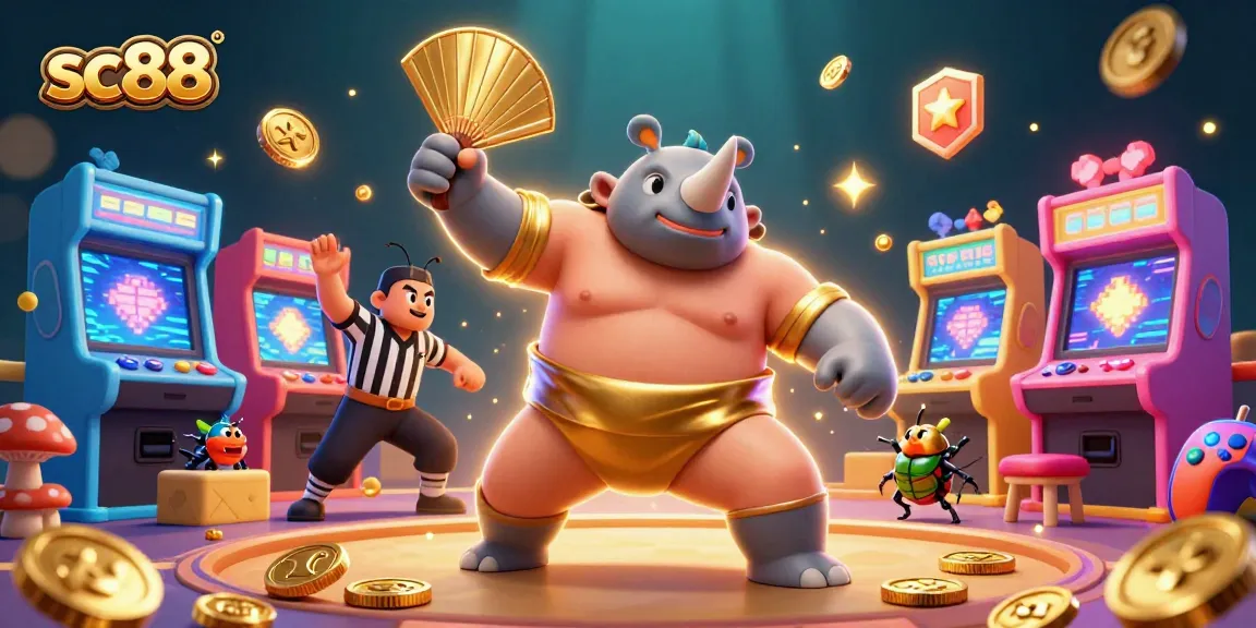 Experience thrilling wins with SC88, where beetle champions send golden coins flying in a vibrant casino.