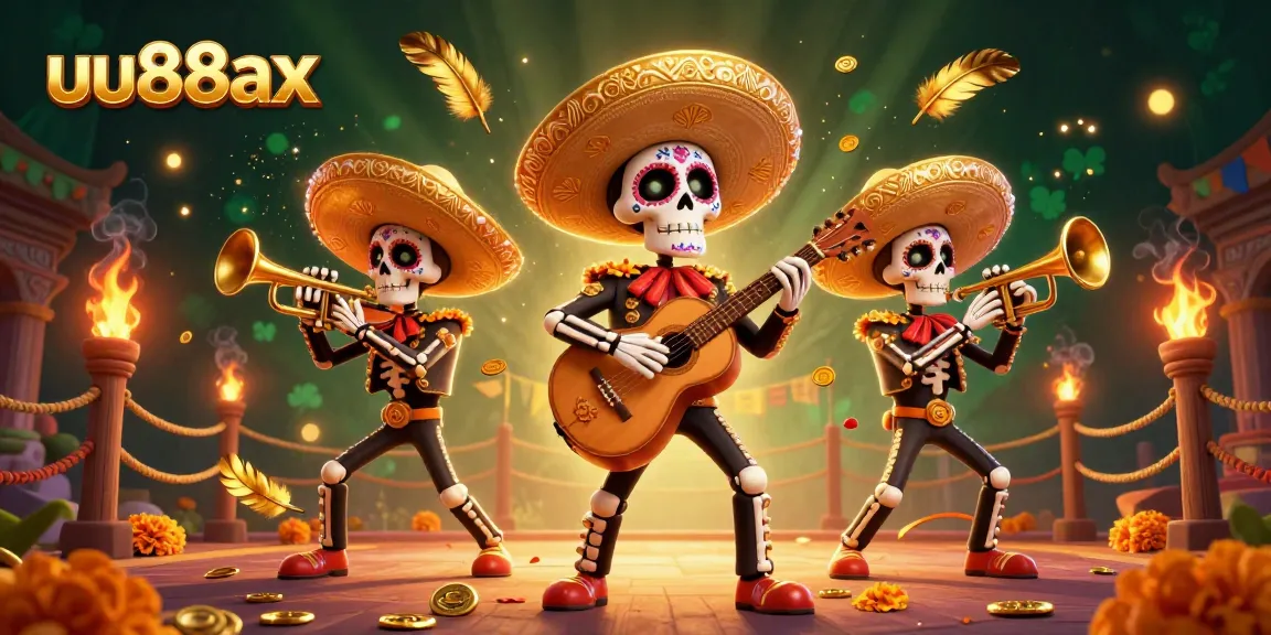 Join the excitement of uu88ax as the mariachi band plays amidst swirling golden particles and betting tokens.