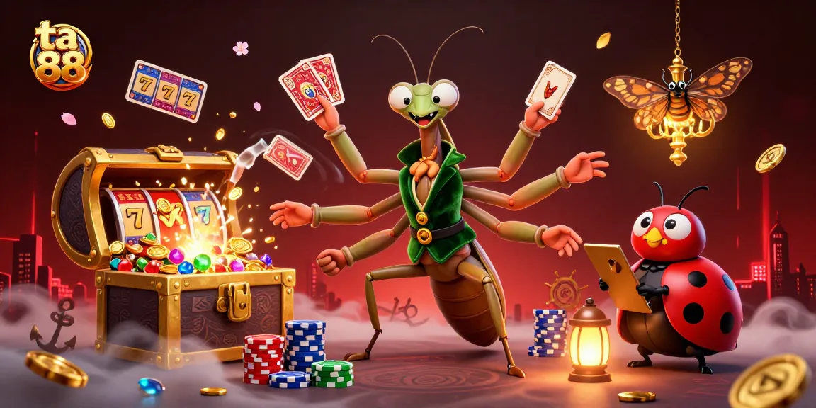 Experience the excitement of ta 88 with a dynamic 3D casino scene featuring vibrant characters and action-packed elements.