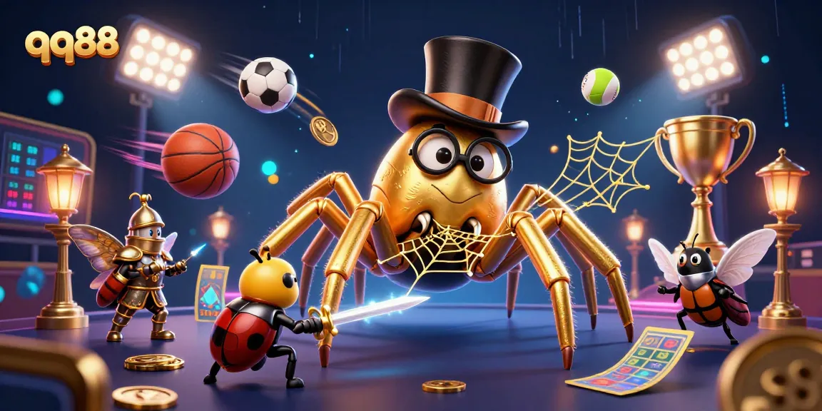 Engage in thrilling betting action at qq88 with a vibrant 3D casino scene featuring unique characters and dynamic elements.